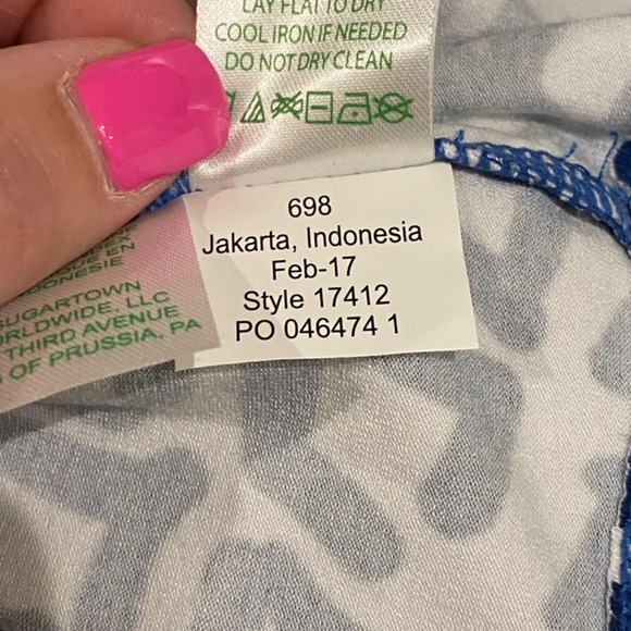 Lilly Pulitzer Sophie Dress Indigo Home Slice Blue Pineapple Print, 16830 - Picture 11 of 12